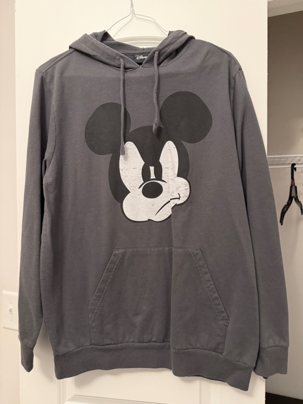 Vintage Disney Men's Charcoal Mickey Mouse Pullover Hoodie